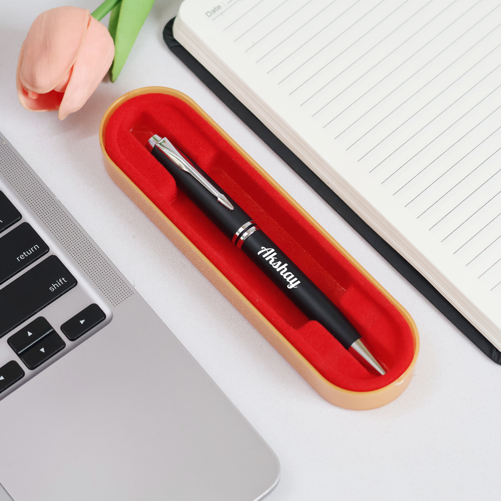 Customised premium metal pen – Silver finish – laser engraved corporate gift