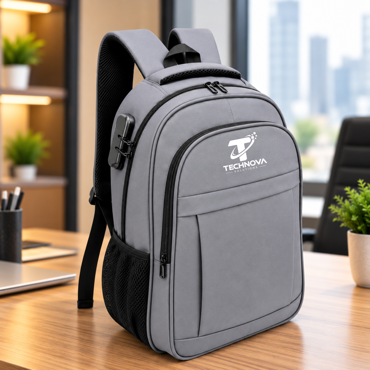 Office Backpack with Laptop Compartment, USB Charging Port & Anti-Theft Lock