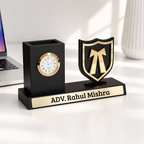 Advocate Desk Organizer with Pen Stand & Clock | Corporate Gift for Lawyers