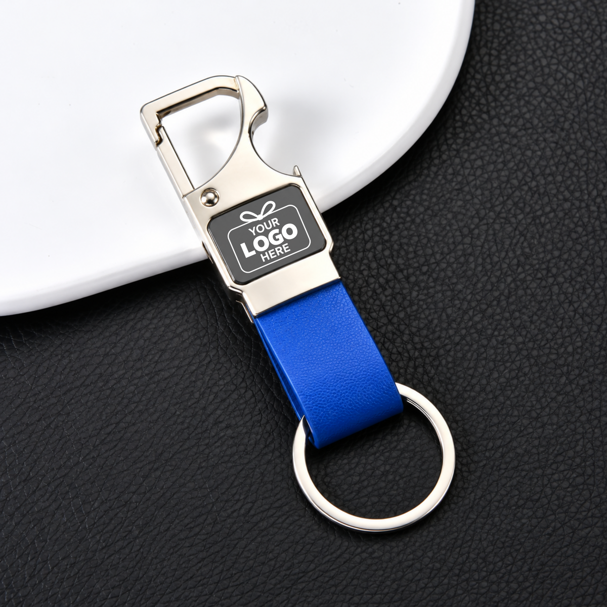 Metal Keychain with Leather Strap & Bottle Opener – Business Gifting