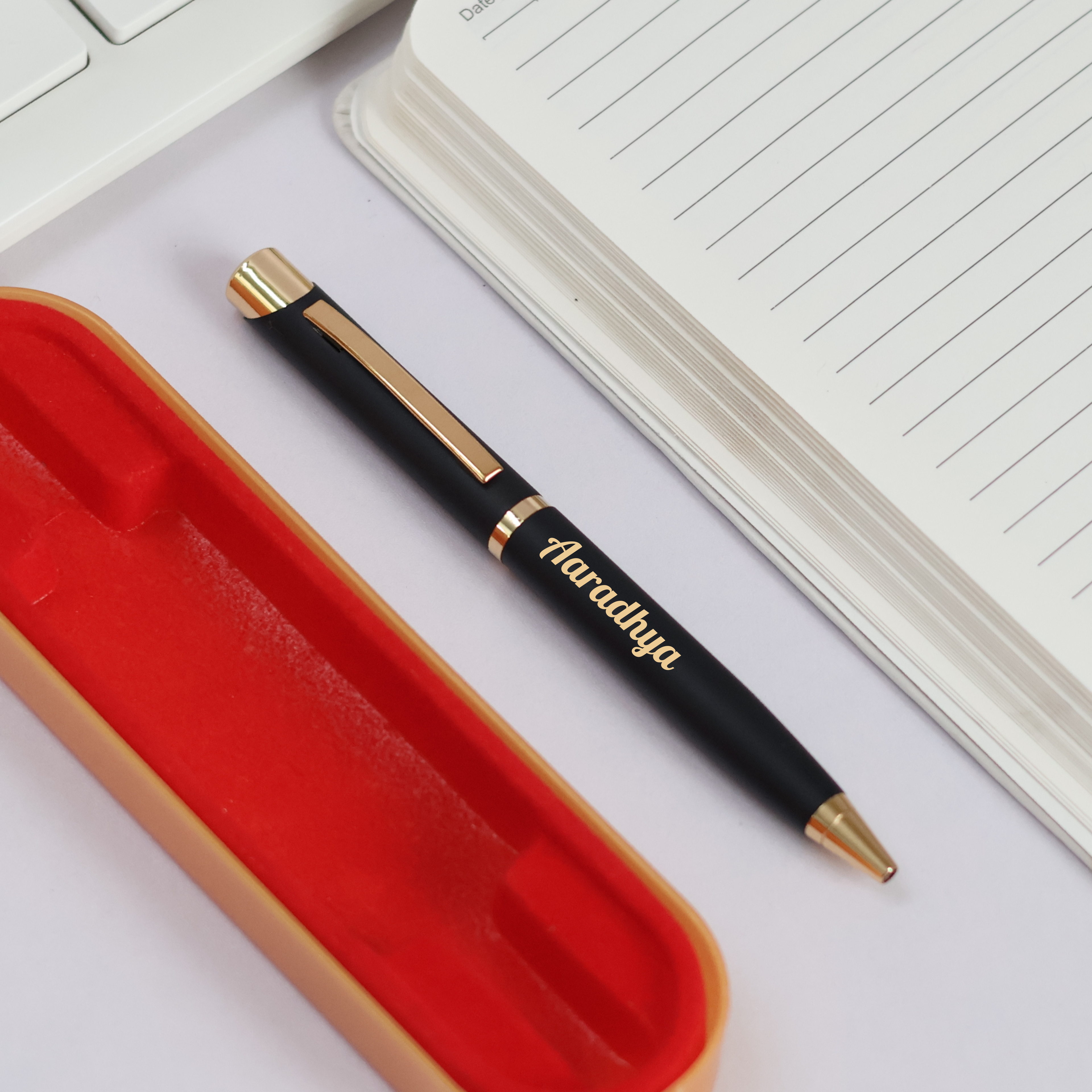 Glossy Black & Gold Personalised Pen | Engraved Name - Logo Corporate Gift