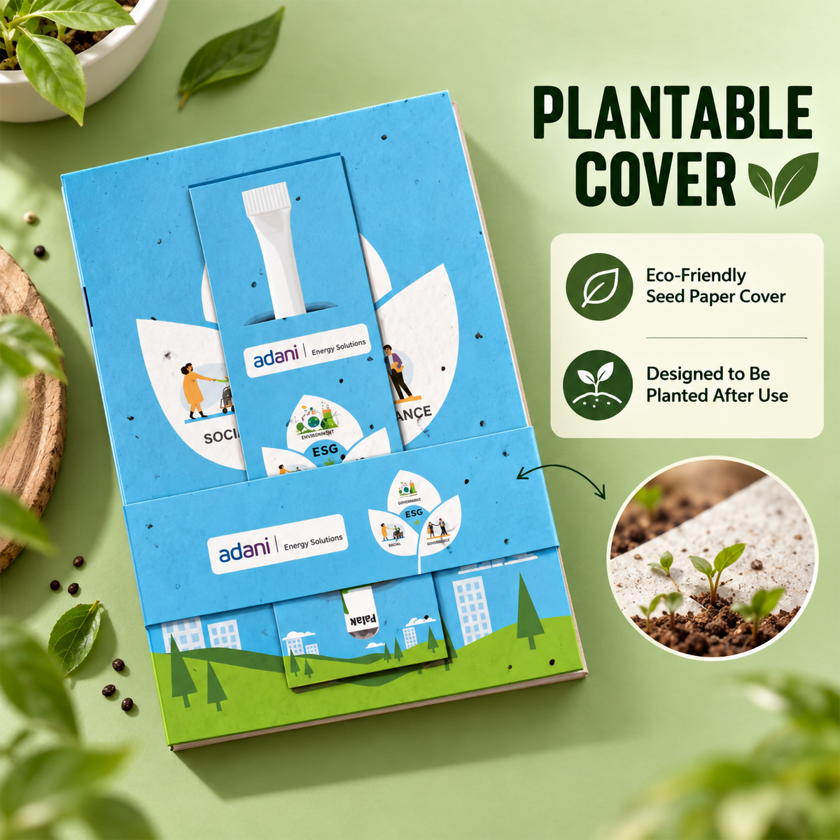 A5 Plantable Seed Paper Notebook with Seed Pen | Eco-Friendly Corporate Gift