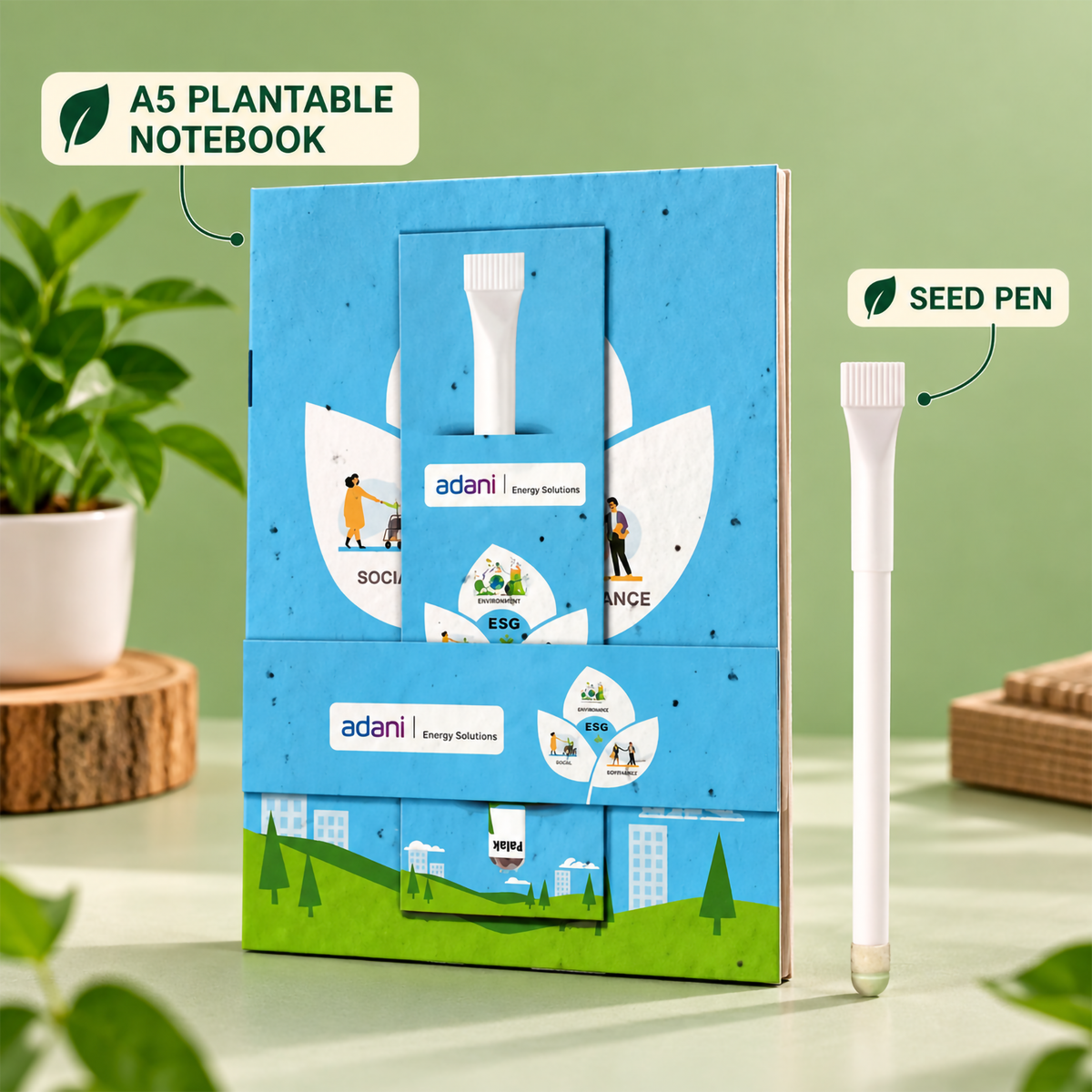 A5 Plantable Seed Paper Notebook with Seed Pen | Eco-Friendly Corporate Gift