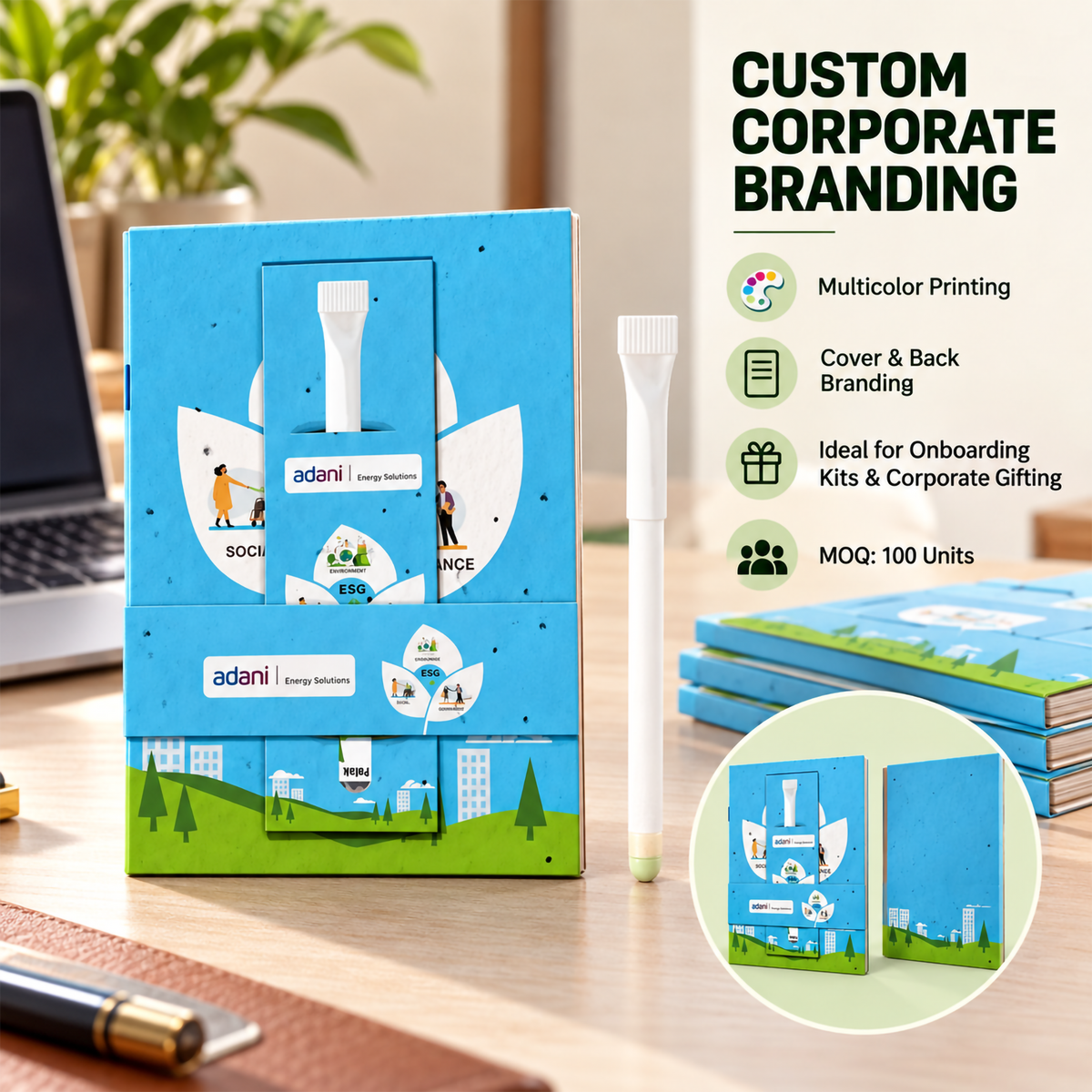 A5 Plantable Seed Paper Notebook with Seed Pen | Eco-Friendly Corporate Gift