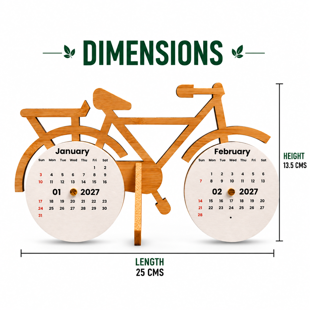 Bamboo Bicycle Perpetual Calendar with Plantable Seed Paper – Eco-Friendly Corporate Gift