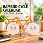 Bamboo Bicycle Perpetual Calendar with Plantable Seed Paper – Eco-Friendly Corporate Gift