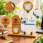 Bamboo Capsule-Shaped Clock with Seed Paper Calendar | Sustainable Corporate Gift