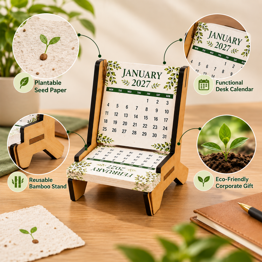 Bamboo Chair-Shaped Seed Paper Calendar – Eco-Friendly Corporate Gift