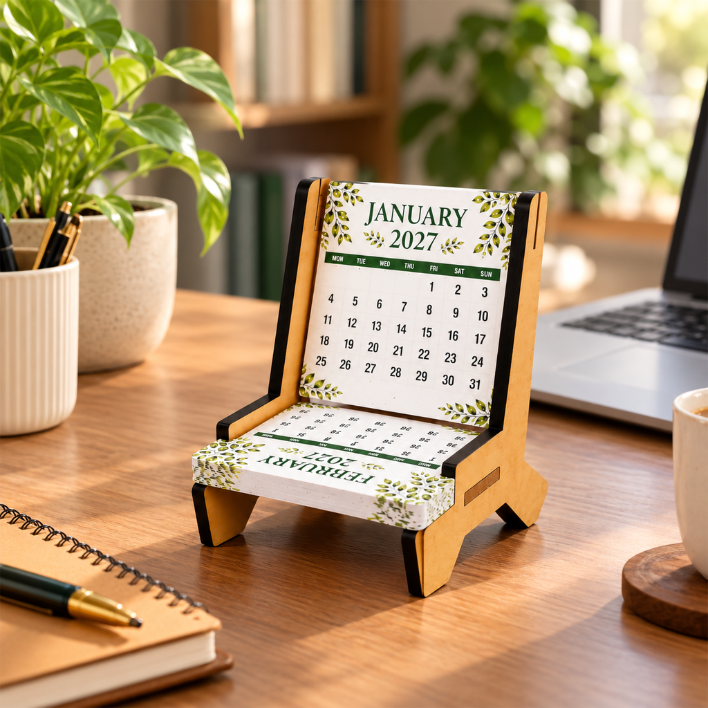 Bamboo Chair-Shaped Seed Paper Calendar – Eco-Friendly Corporate Gift