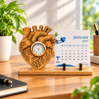 Bamboo Heart-Shaped Watch with Seed Paper Calendar | Sustainable Corporate Gift