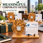 Bamboo Heart-Shaped Watch with Seed Paper Calendar | Sustainable Corporate Gift