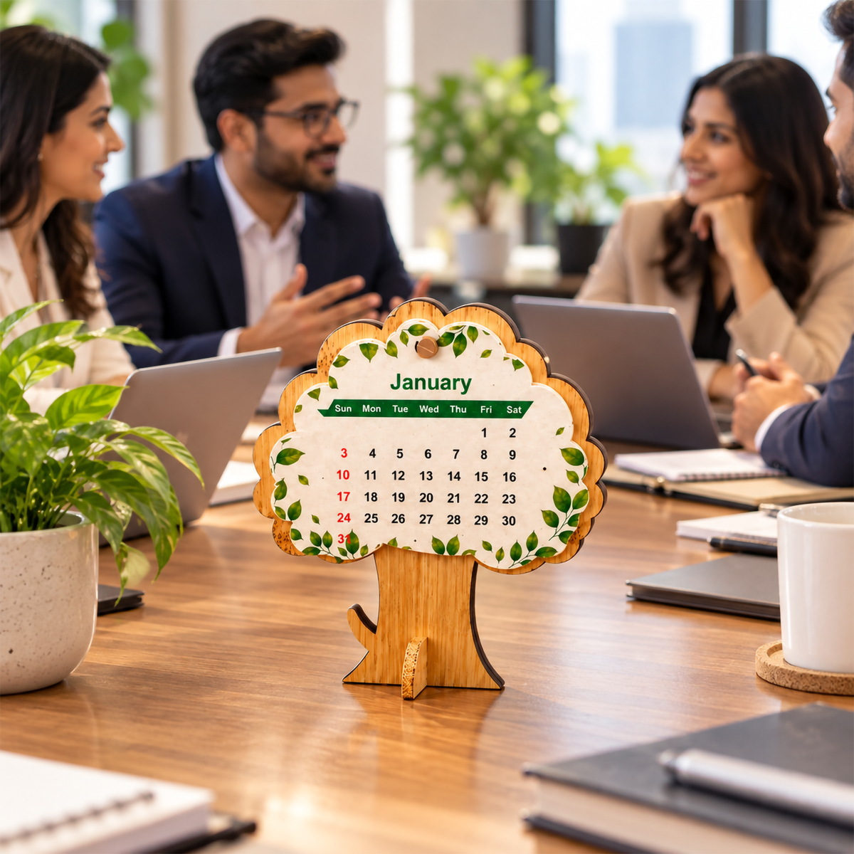Bamboo Tree-Shaped Seed Paper Calendar – Eco-Friendly Corporate Gift