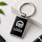 Rectangular Metal Keychain – Custom Logo & Name Engraving
