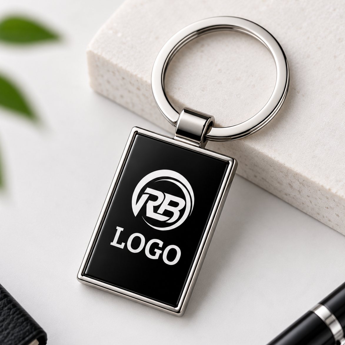 Rectangular Metal Keychain – Custom Logo & Name Engraving