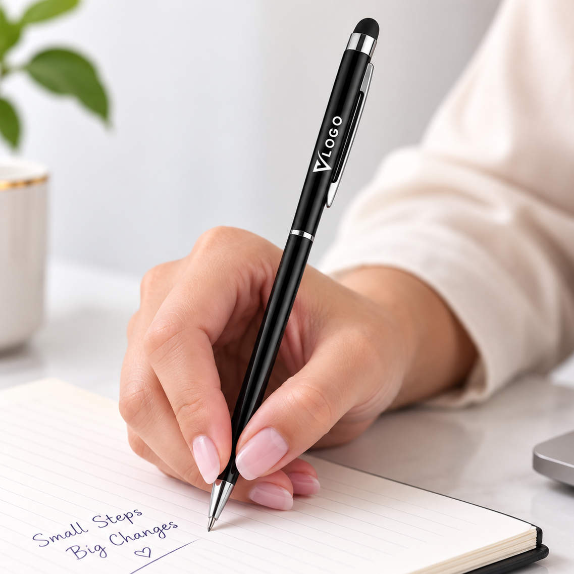 2-in-1 Metal Stylus Ballpoint Pen | Customised Pen with Name & Logo - Corporate Gift