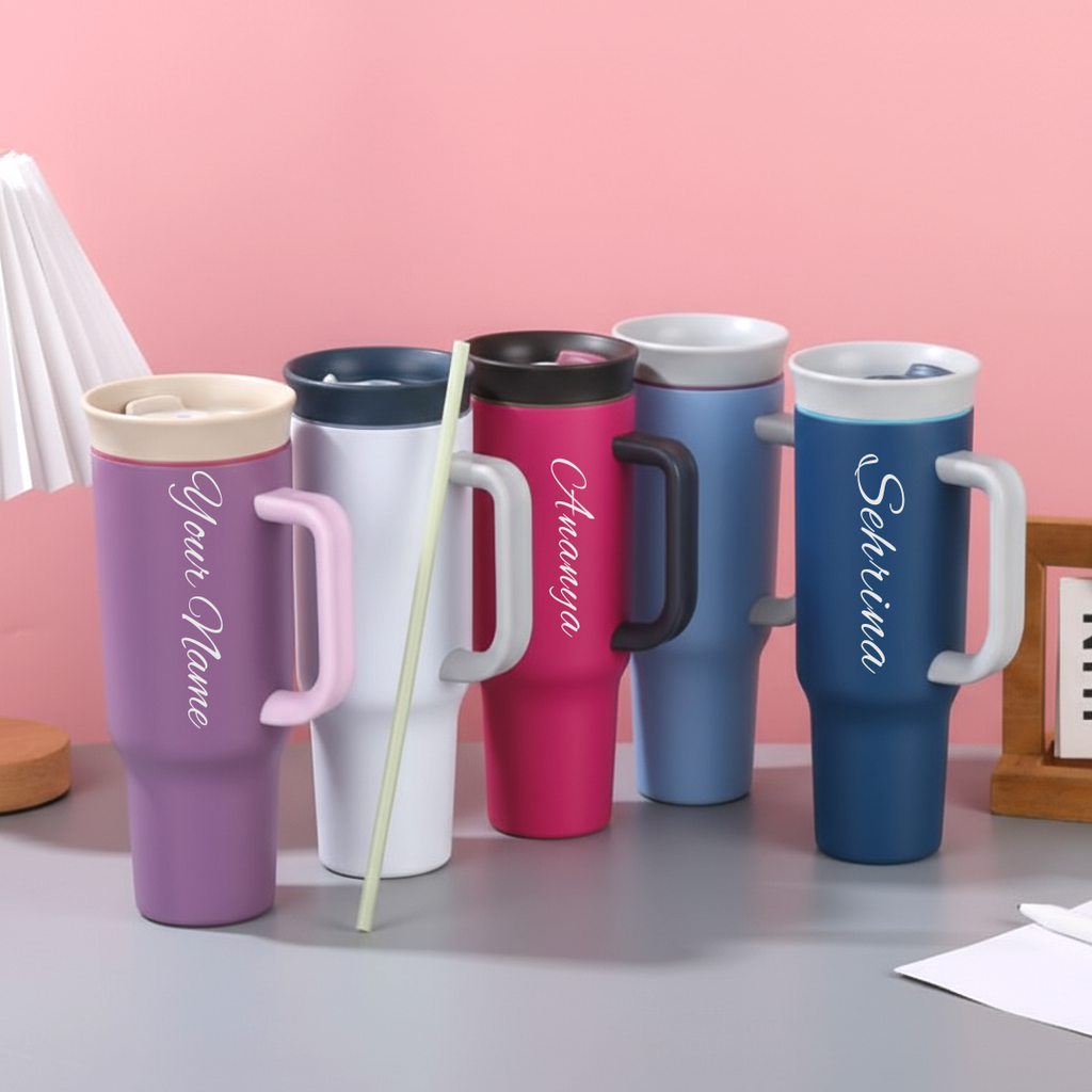 1175ml Insulated Tumbler with Handle & Straw – Big Capacity Hydration