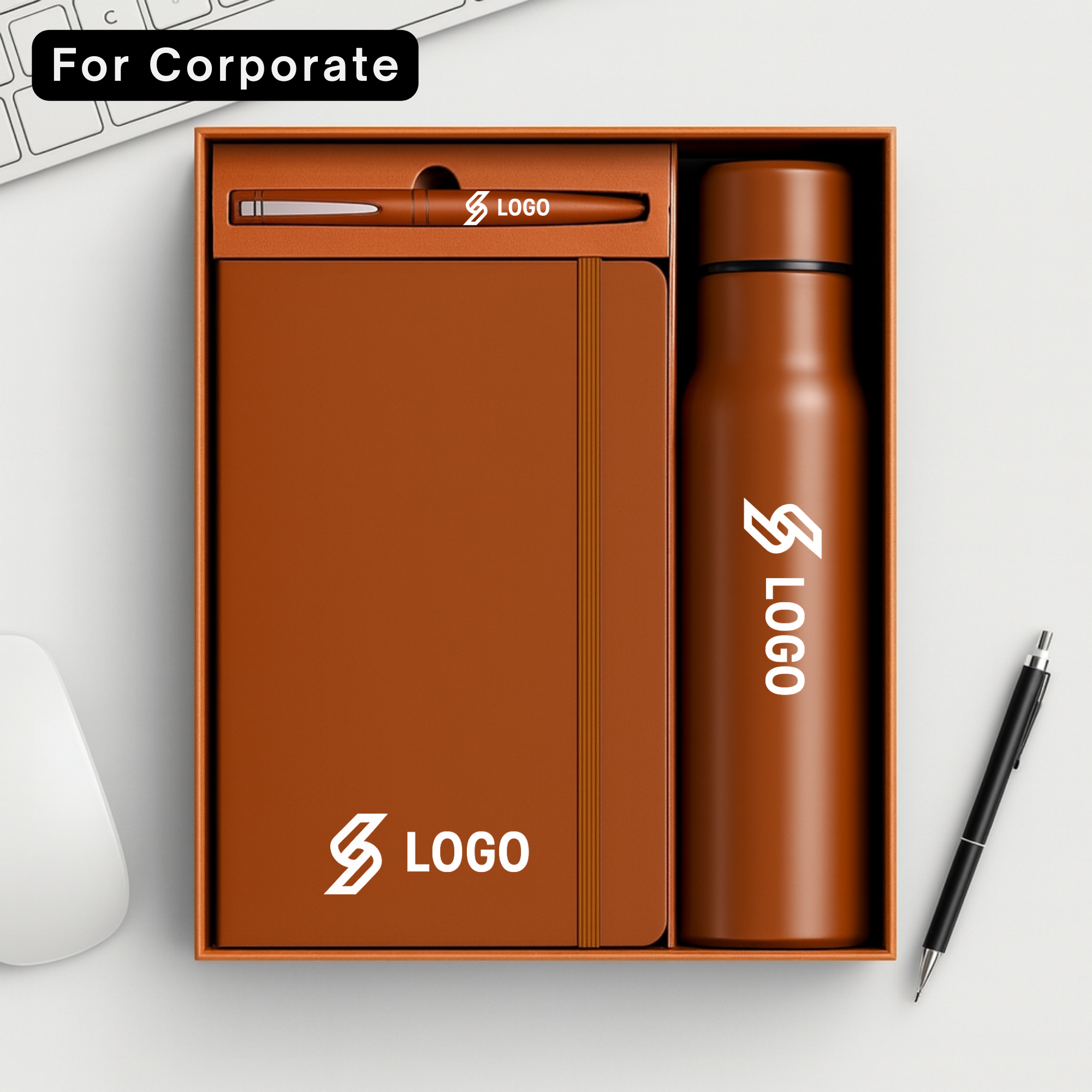 3 in 1 Personalized Corporate Gift Set | Diary, Pen & Bottle