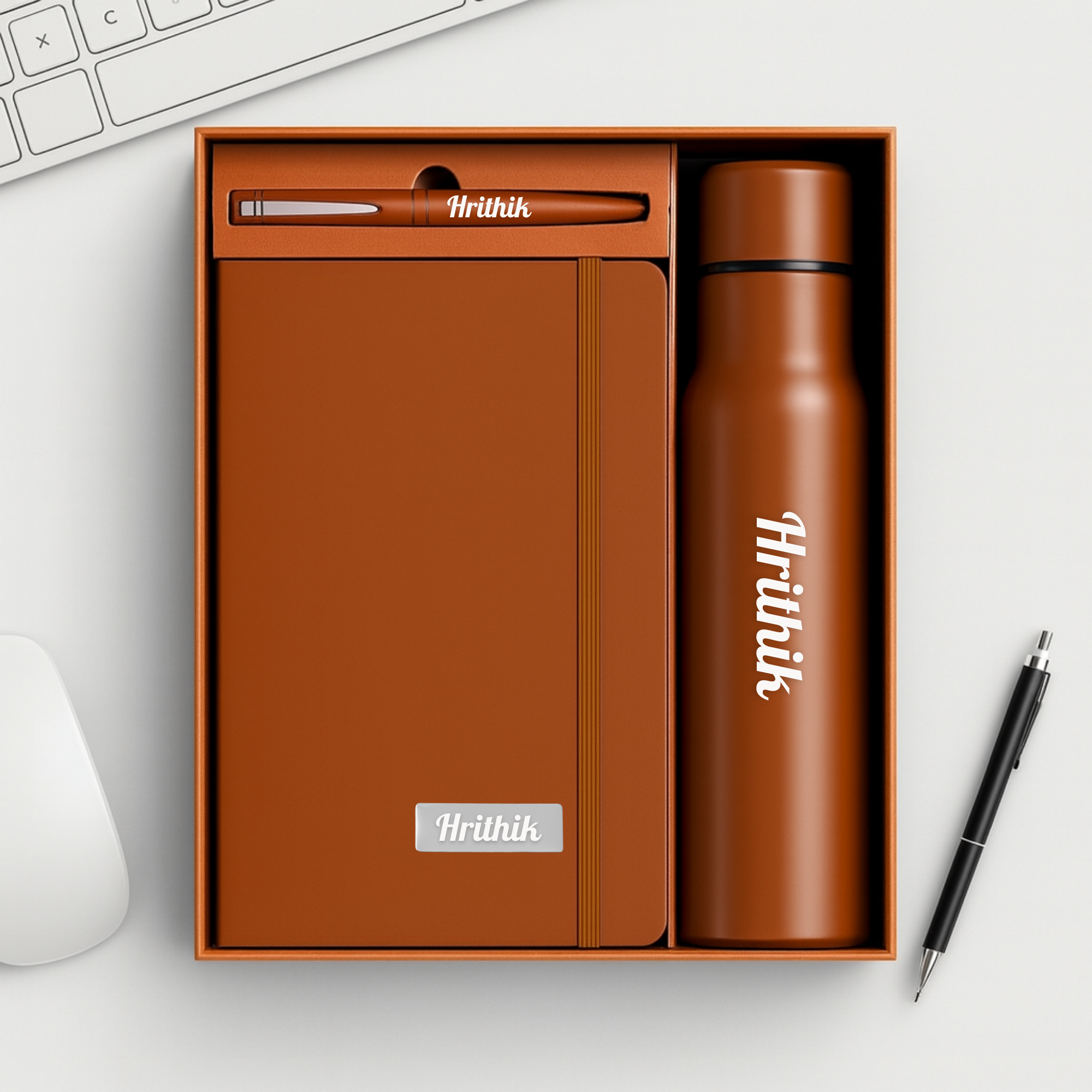 3 in 1 Personalized Corporate Gift Set | Diary, Pen & Bottle