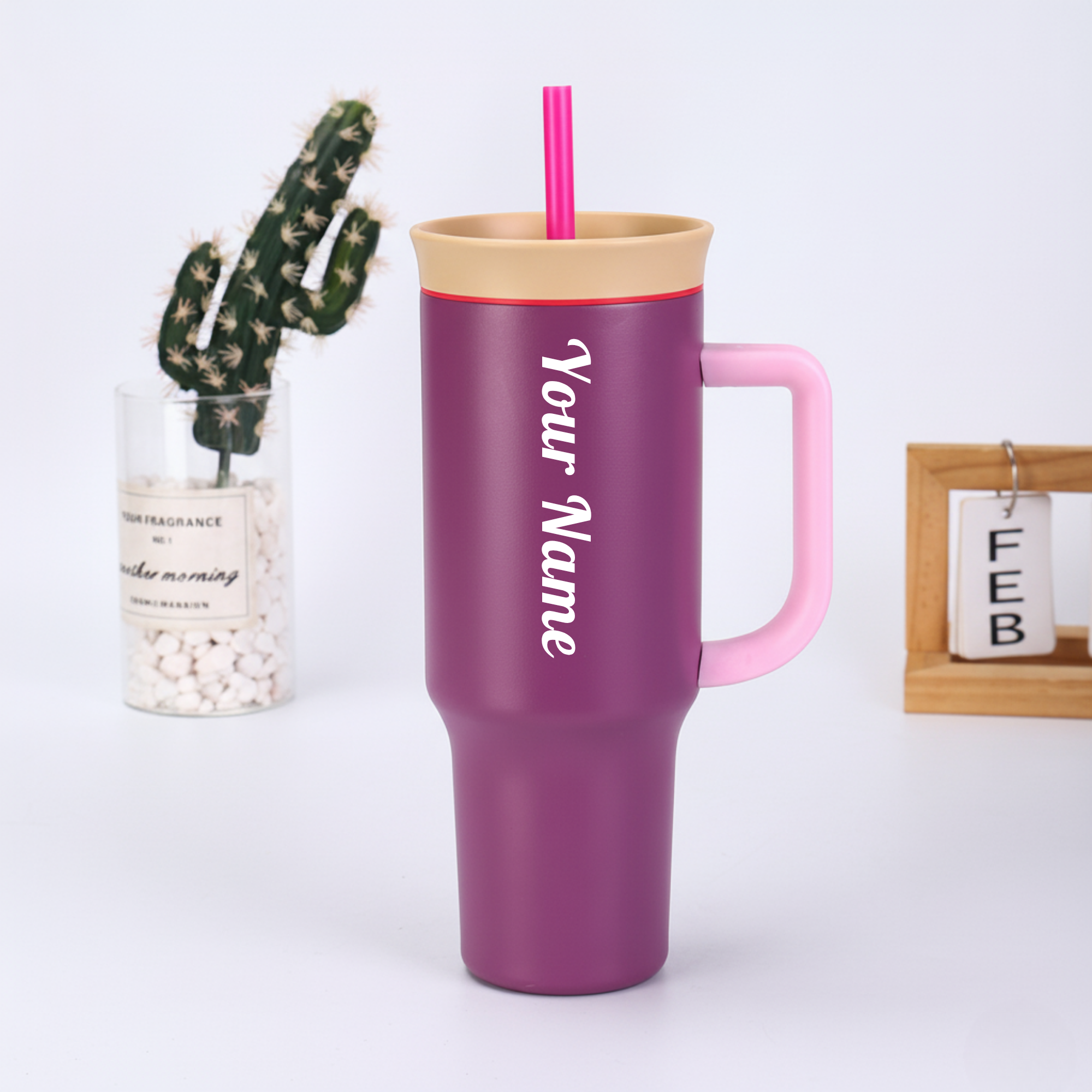 1175ml Insulated Tumbler with Handle & Straw – Big Capacity Hydration