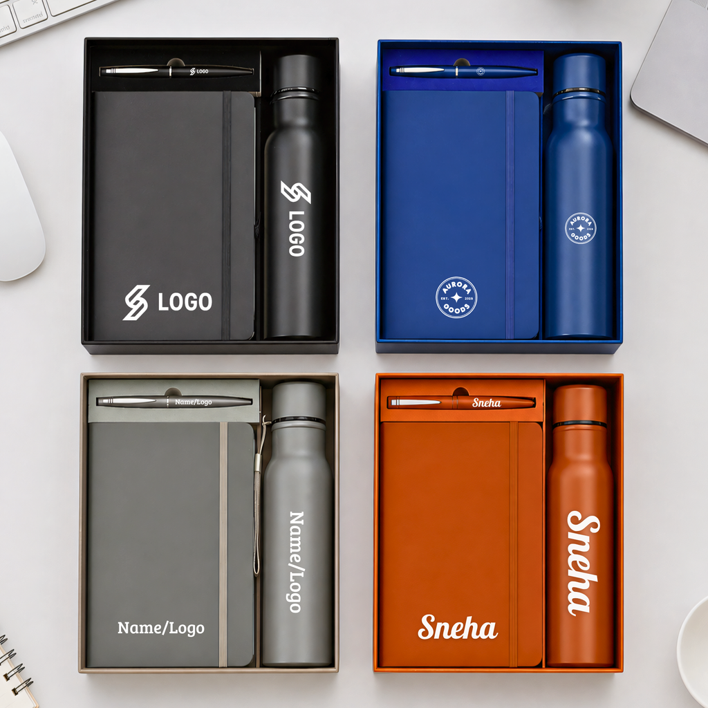 3 in 1 Personalized Corporate Gift Set | Diary, Pen & Bottle