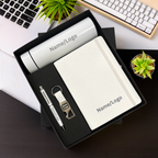 Personalized 4-Piece Corporate Gift Set – Diary, Bottle, Pen & Keychain