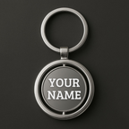Rotating Round Metal Keychain – Custom Logo & Name Printing