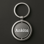 Rotating Round Metal Keychain – Custom Logo & Name Printing
