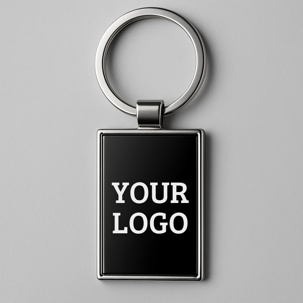 Personalized Rectangular Metal Keychain - Name or Logo Engraving