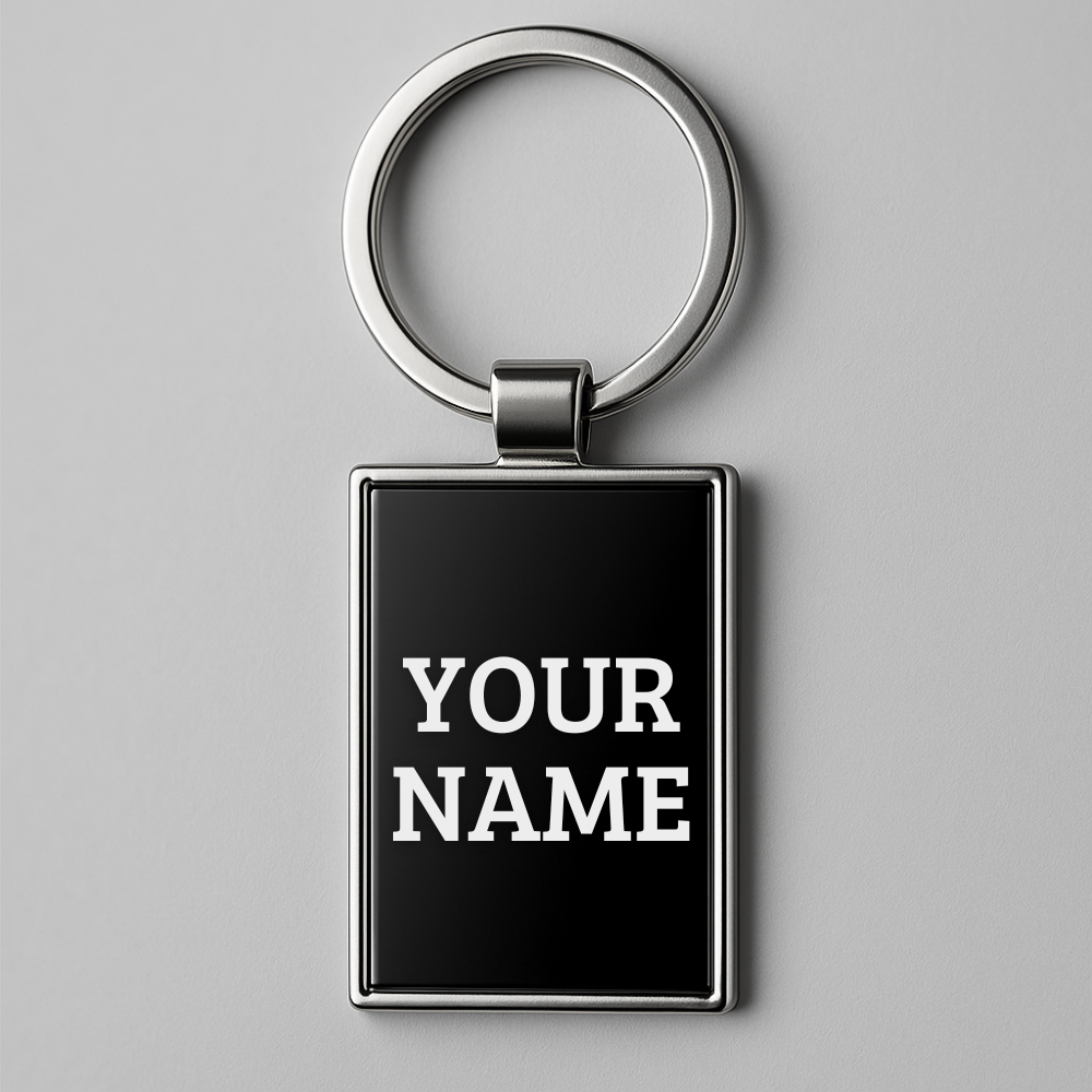 Personalized Rectangular Metal Keychain - Name or Logo Engraving