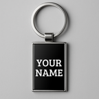 Rectangular Metal Keychain – Custom Logo & Name Engraving