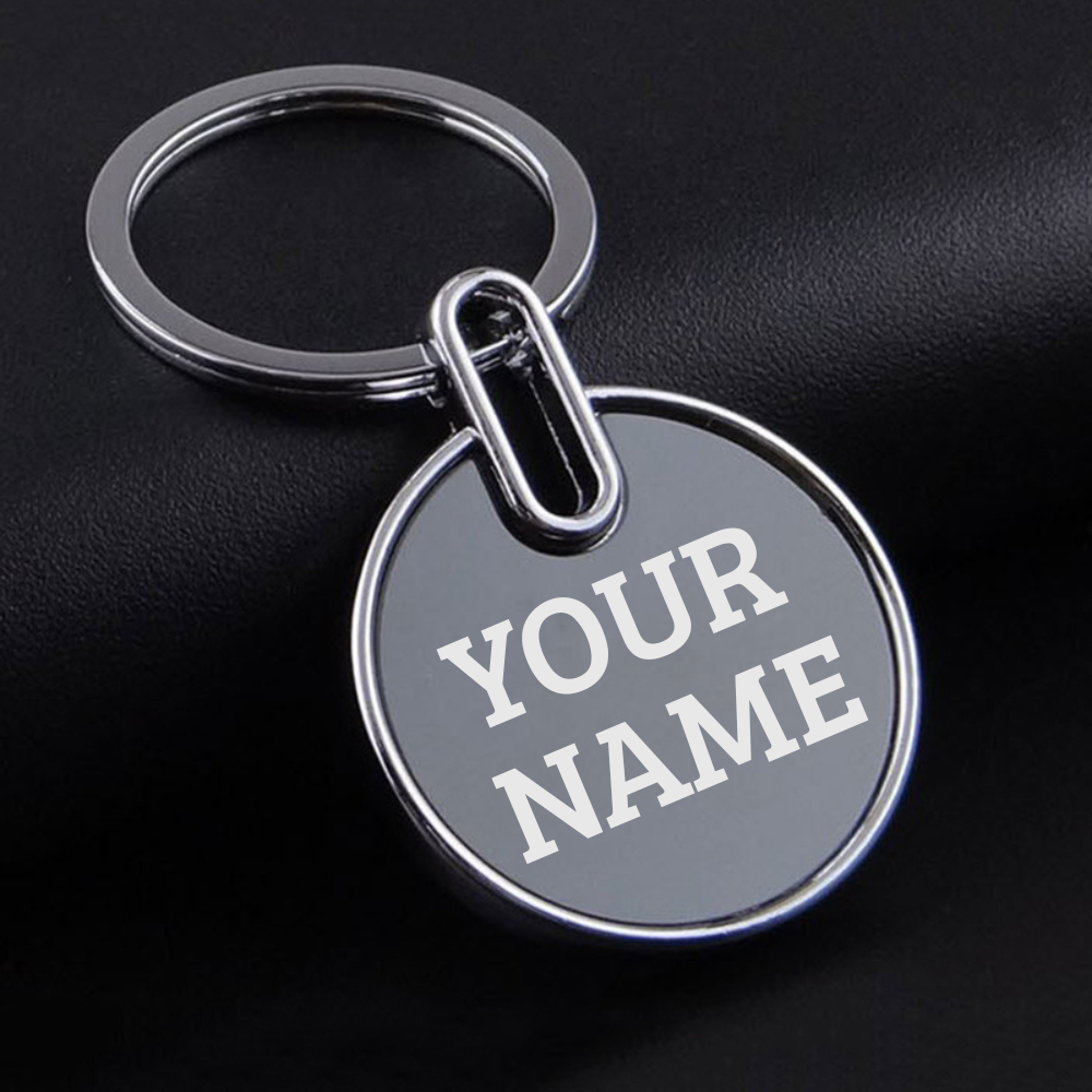 Custom Round Metal Keychain – Engrave Name or Logo