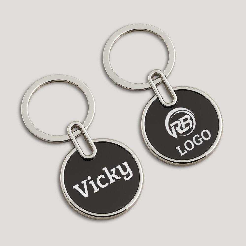 Custom Round Metal Keychain – Engrave Name or Logo