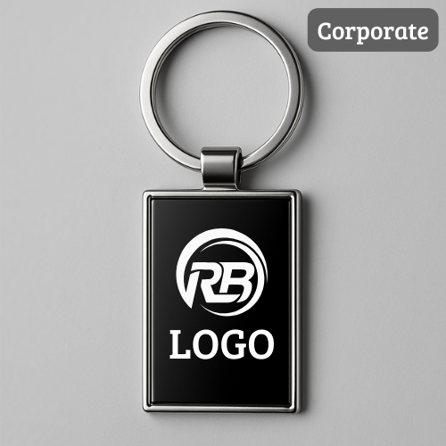 Personalized Rectangular Metal Keychain - Name or Logo Engraving