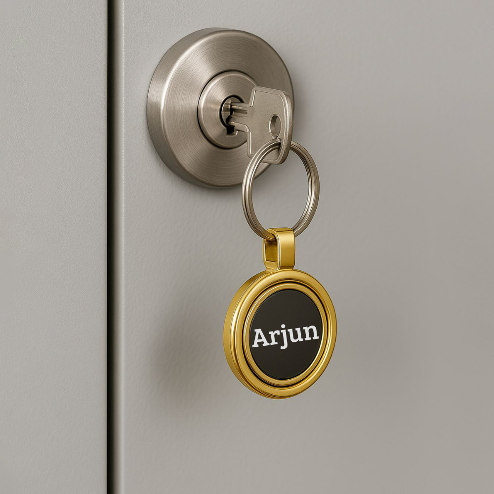 Dual Tone Rotating Metal Keychain – Personalized Engraving