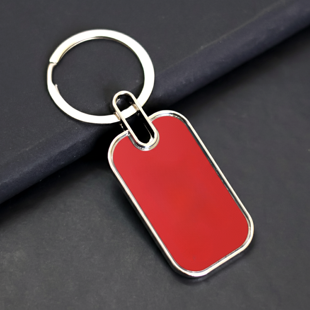 Personalized Metal Keychains Round - Red