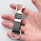 Metal Keychain with Leather Strap & Bottle Opener – Business Gifting