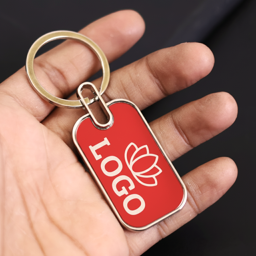 Personalized Metal Keychains Round - Red