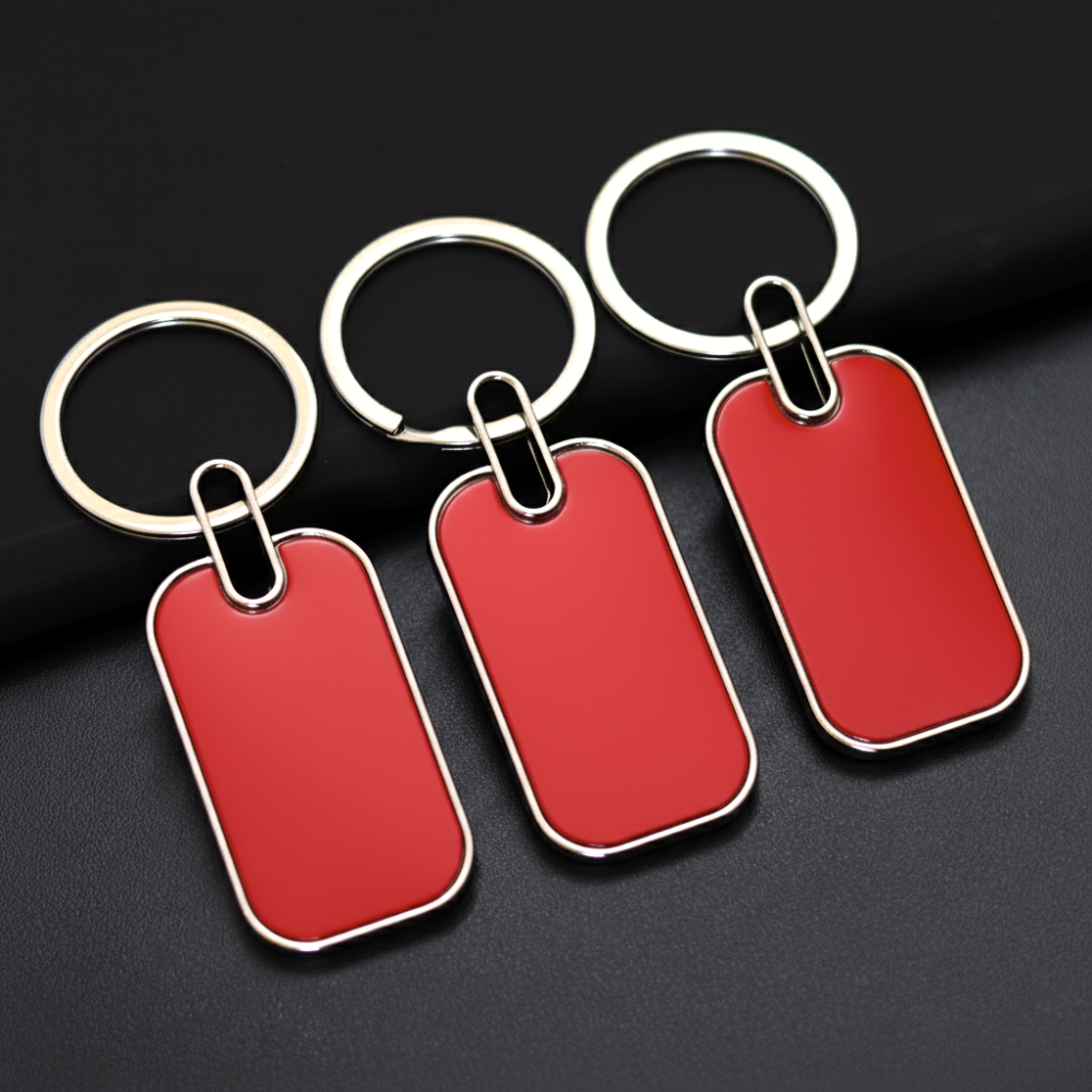 Personalized Metal Keychains Round - Red