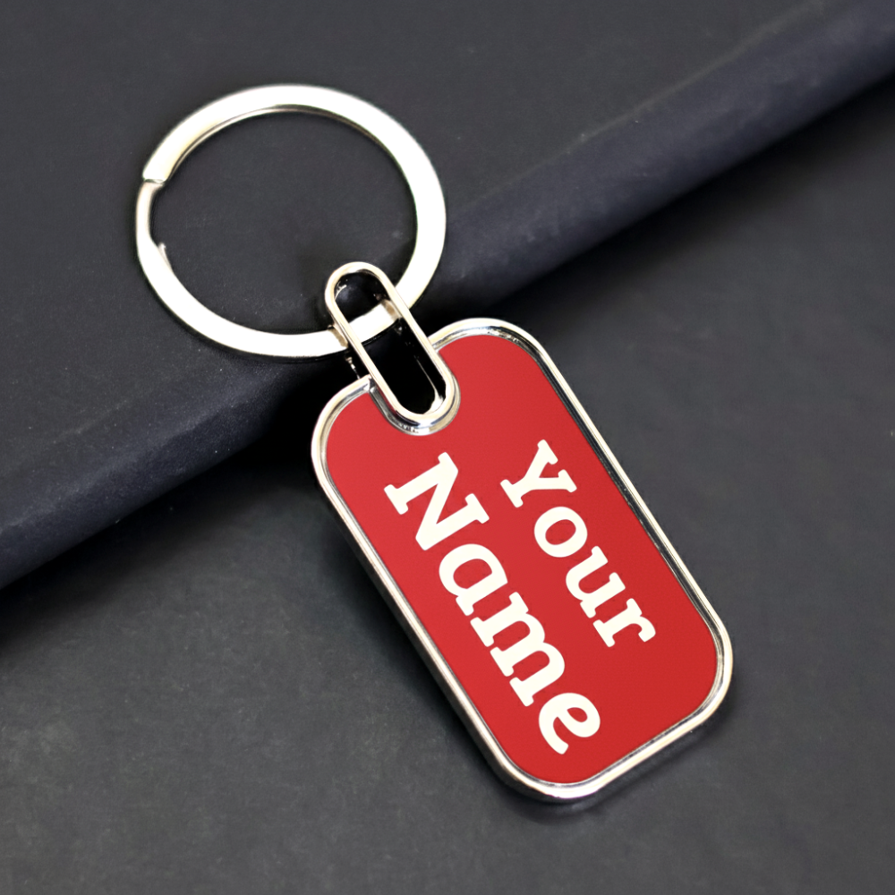 Personalized Metal Keychains Round - Red