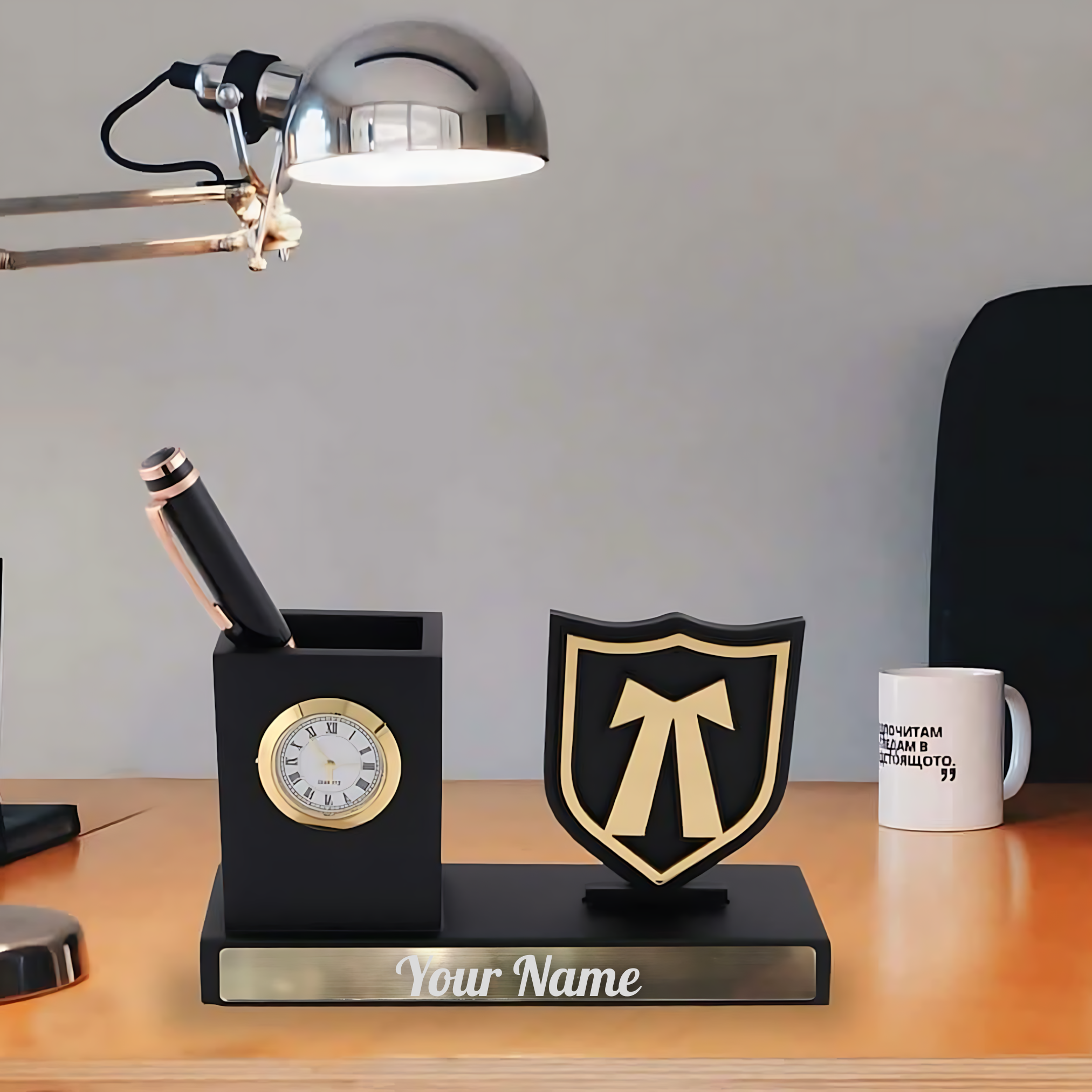 Advocate Desk Organizer with Pen Stand & Clock | Corporate Gift for Lawyers