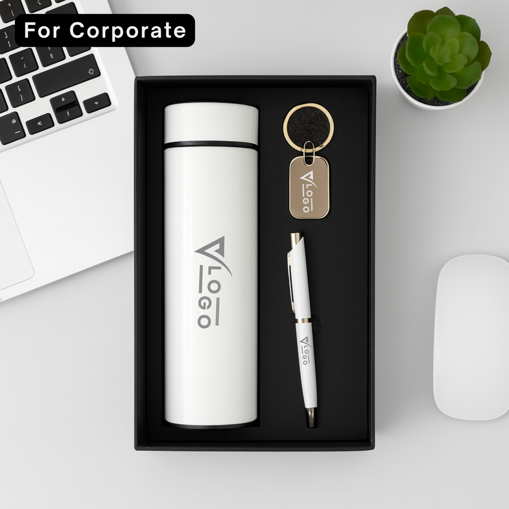 Custom Bottle, Pen & Keychain Corporate Gift Combo