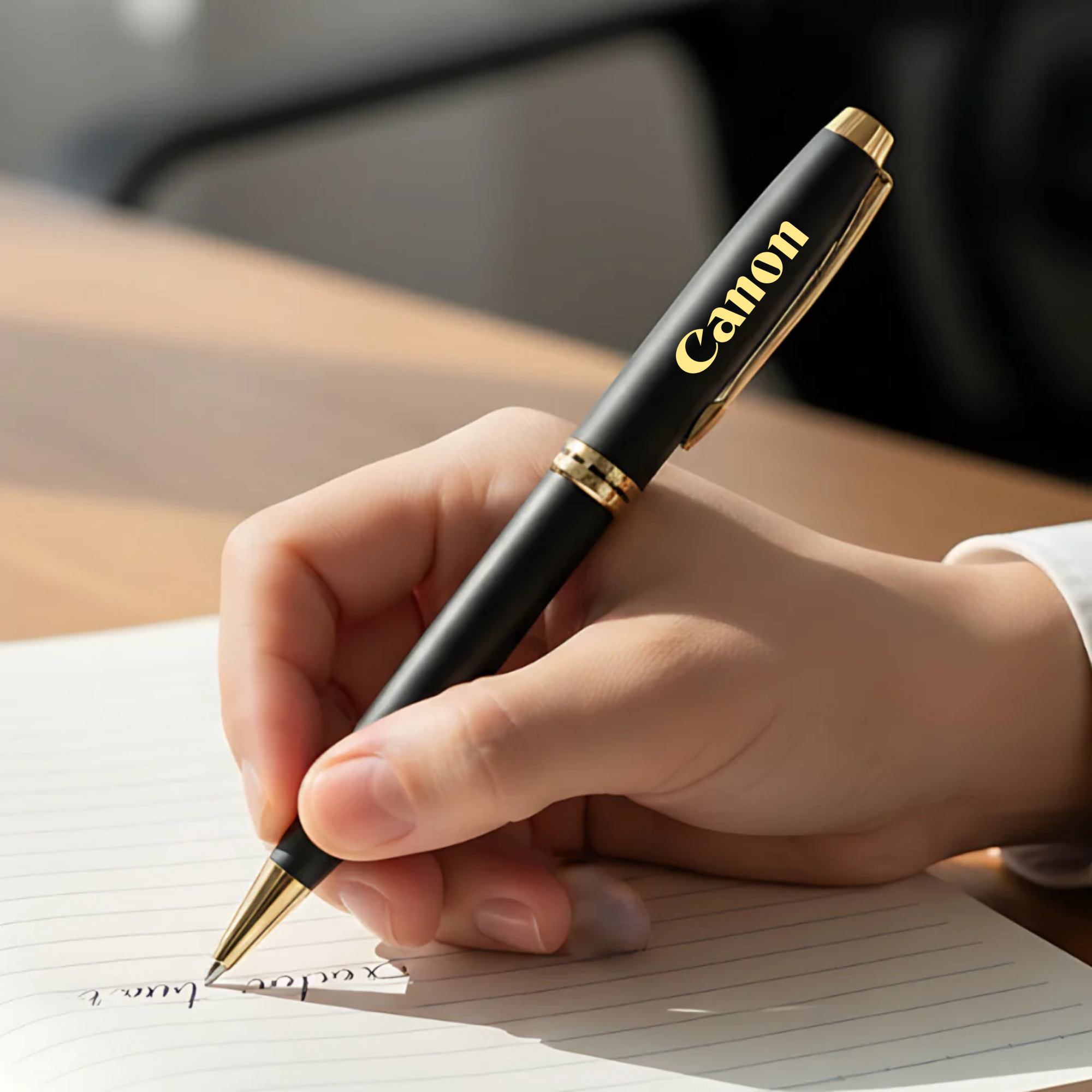 Glossy Black & Gold Personalised Pen | Engraved Name - Logo Corporate Gift