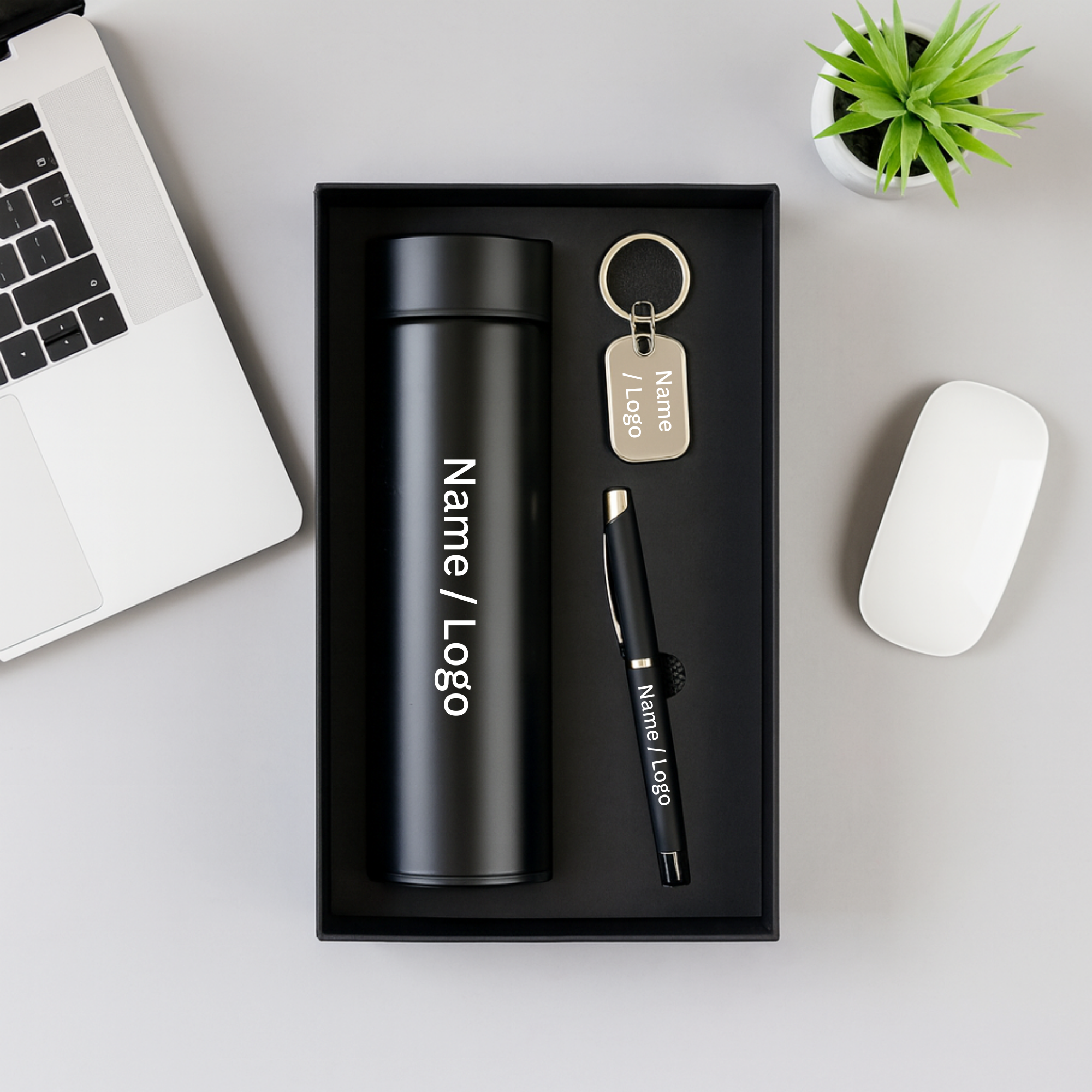 Custom Bottle, Pen & Keychain Corporate Gift Combo