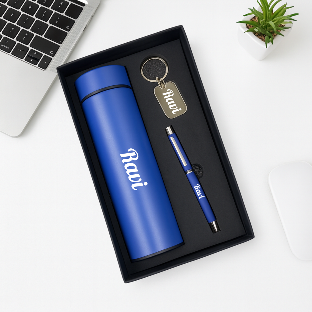 Custom Bottle, Pen & Keychain Corporate Gift Combo