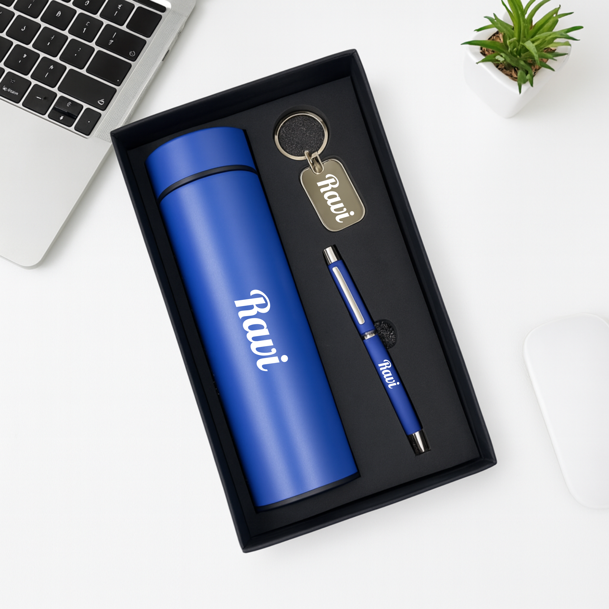 Custom Bottle, Pen & Keychain Corporate Gift Combo