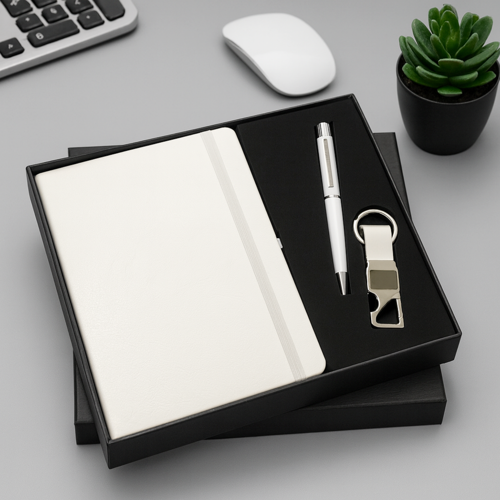 Personalized Diary, Pen & Keychain Employee Gift Set