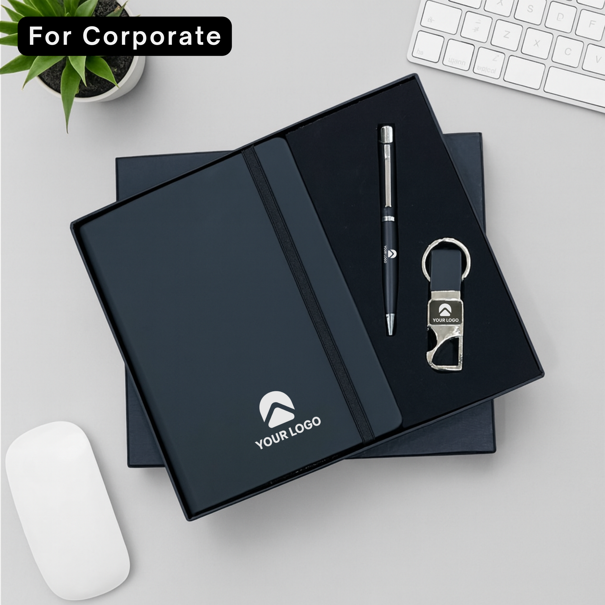 Personalized Diary, Pen & Keychain Employee Gift Set