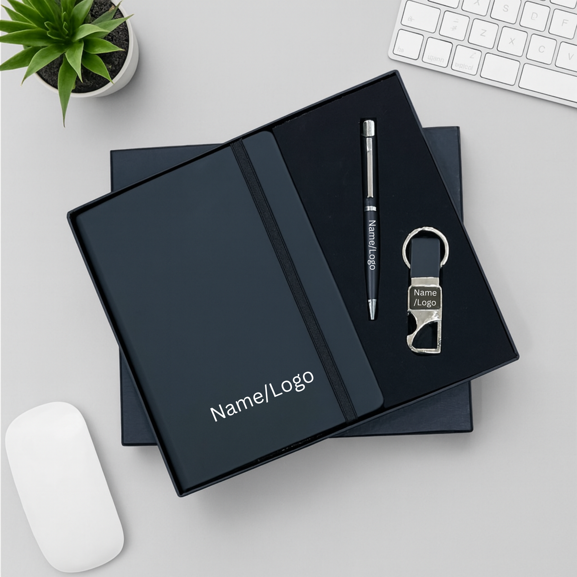 Personalized Diary, Pen & Keychain Employee Gift Set