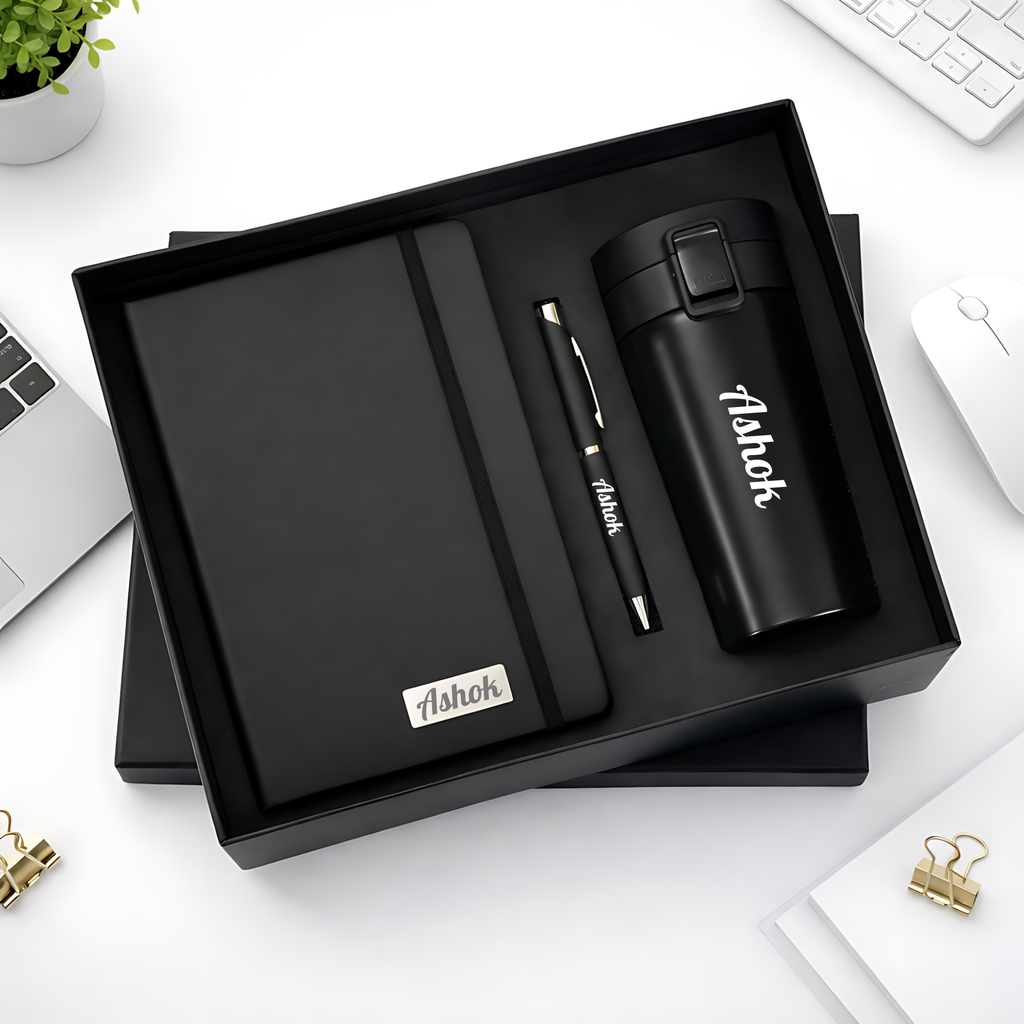 Office Gift Combo with Coffee Mug, Diary & Pen | Customize With Name Logo