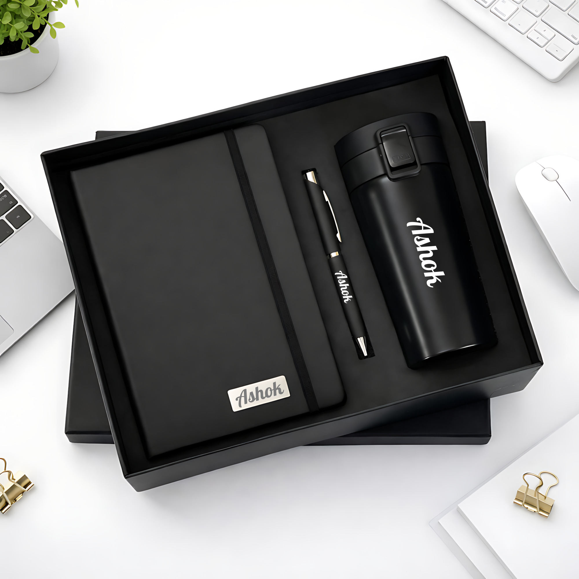 Office Gift Combo with Coffee Mug, Diary & Pen | Customize With Name Logo